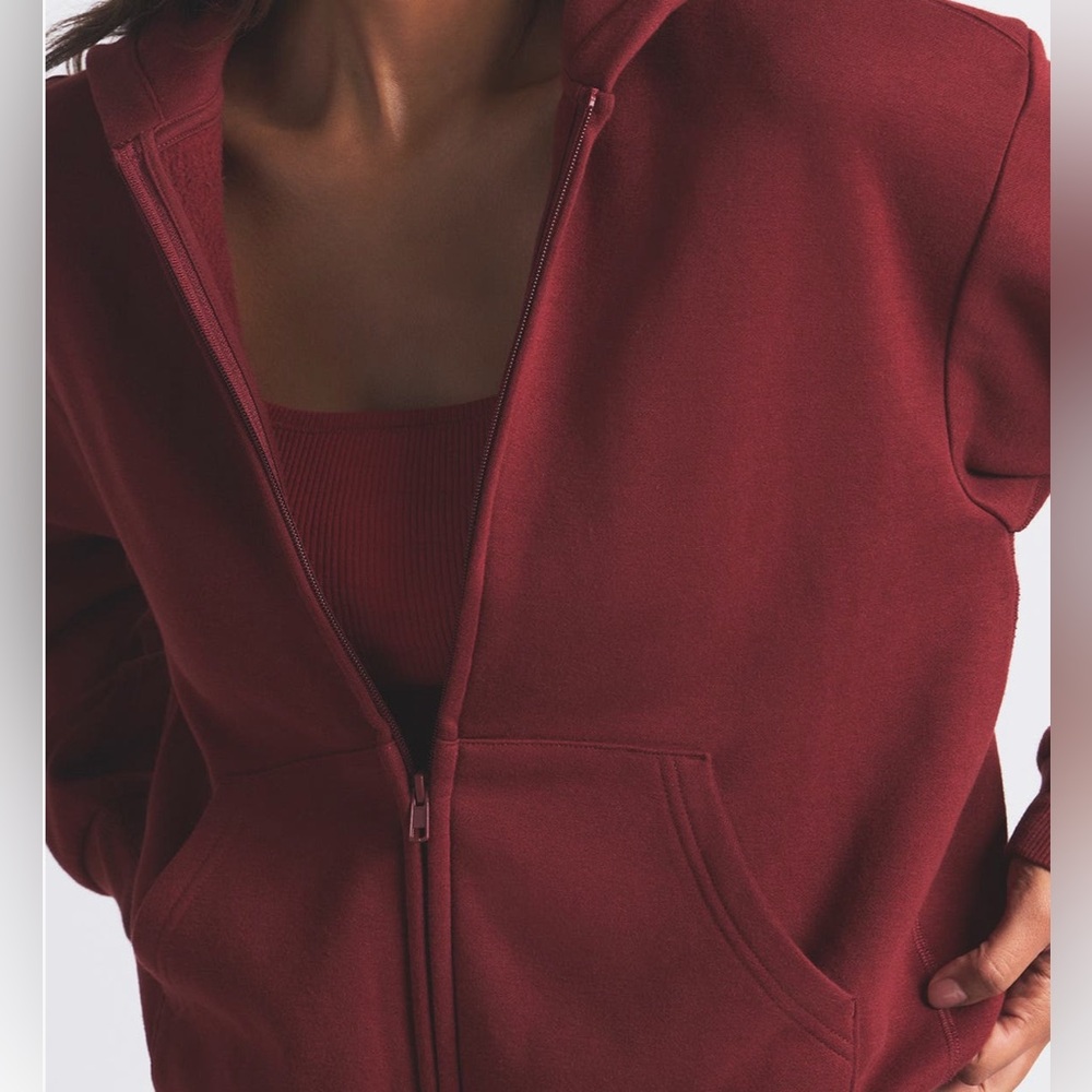 SKIMS Cotton Fleece Blend Burgundy Zip Up Hoodie ♥️ ✨ - Picture 3 of 5